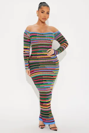 Amelia Striped Sweater Maxi Dress - Multi Color