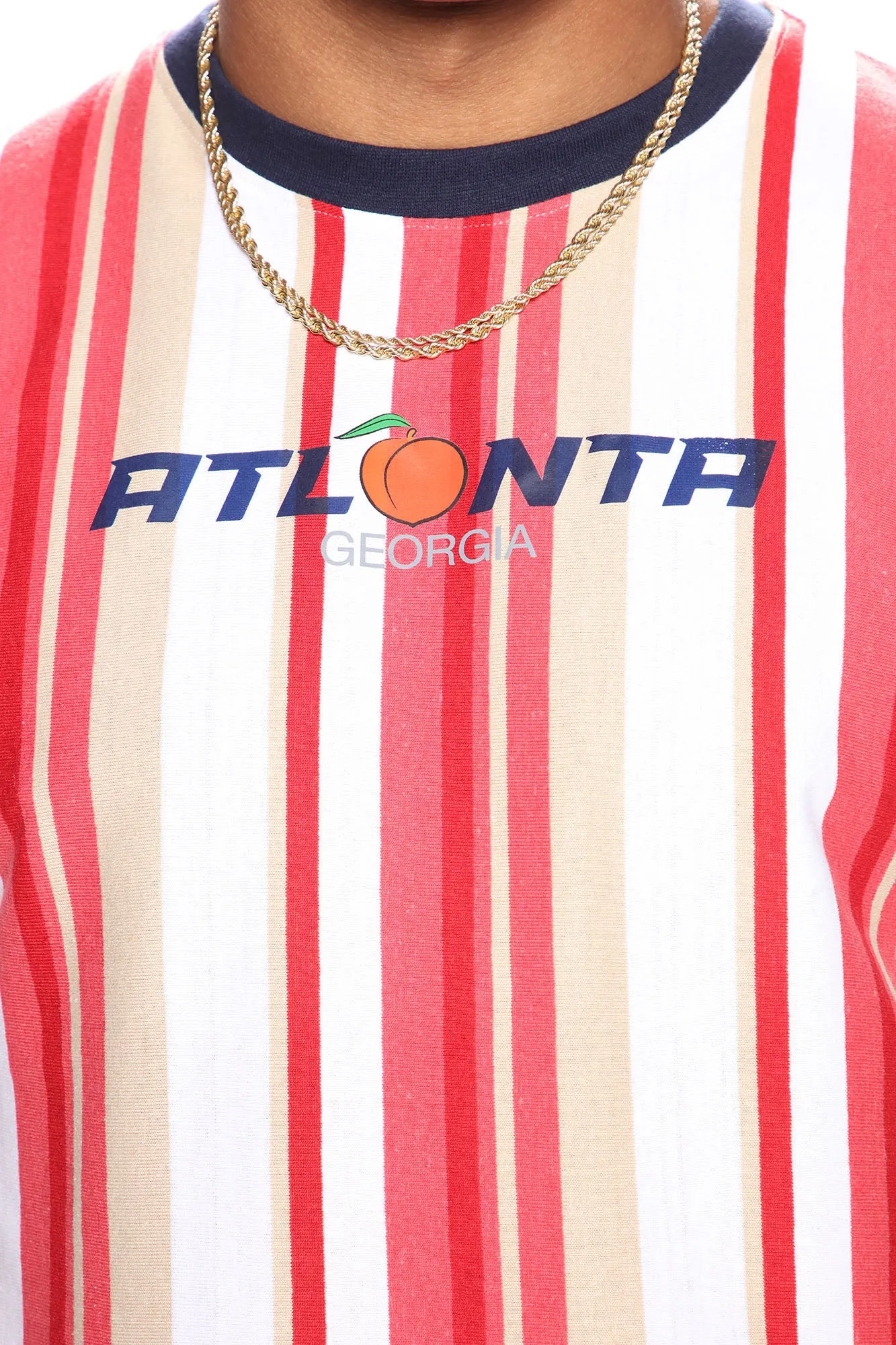 Atlanta Stripe Short Sleeve Tee - Red