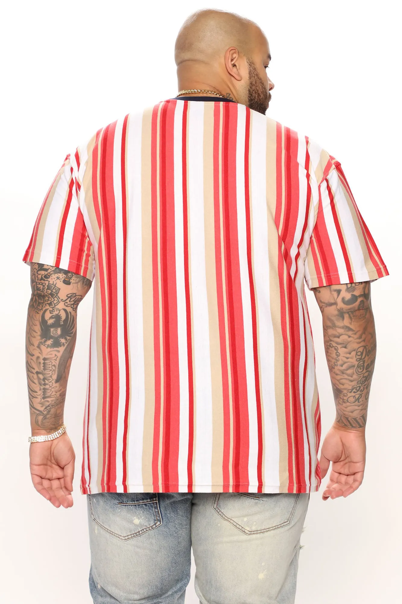 Atlanta Stripe Short Sleeve Tee - Red