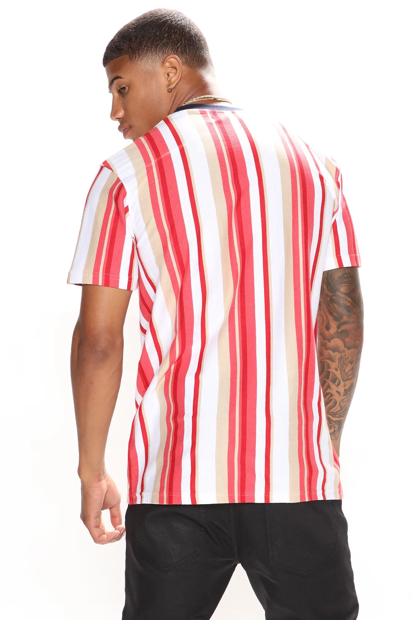 Atlanta Stripe Short Sleeve Tee - Red