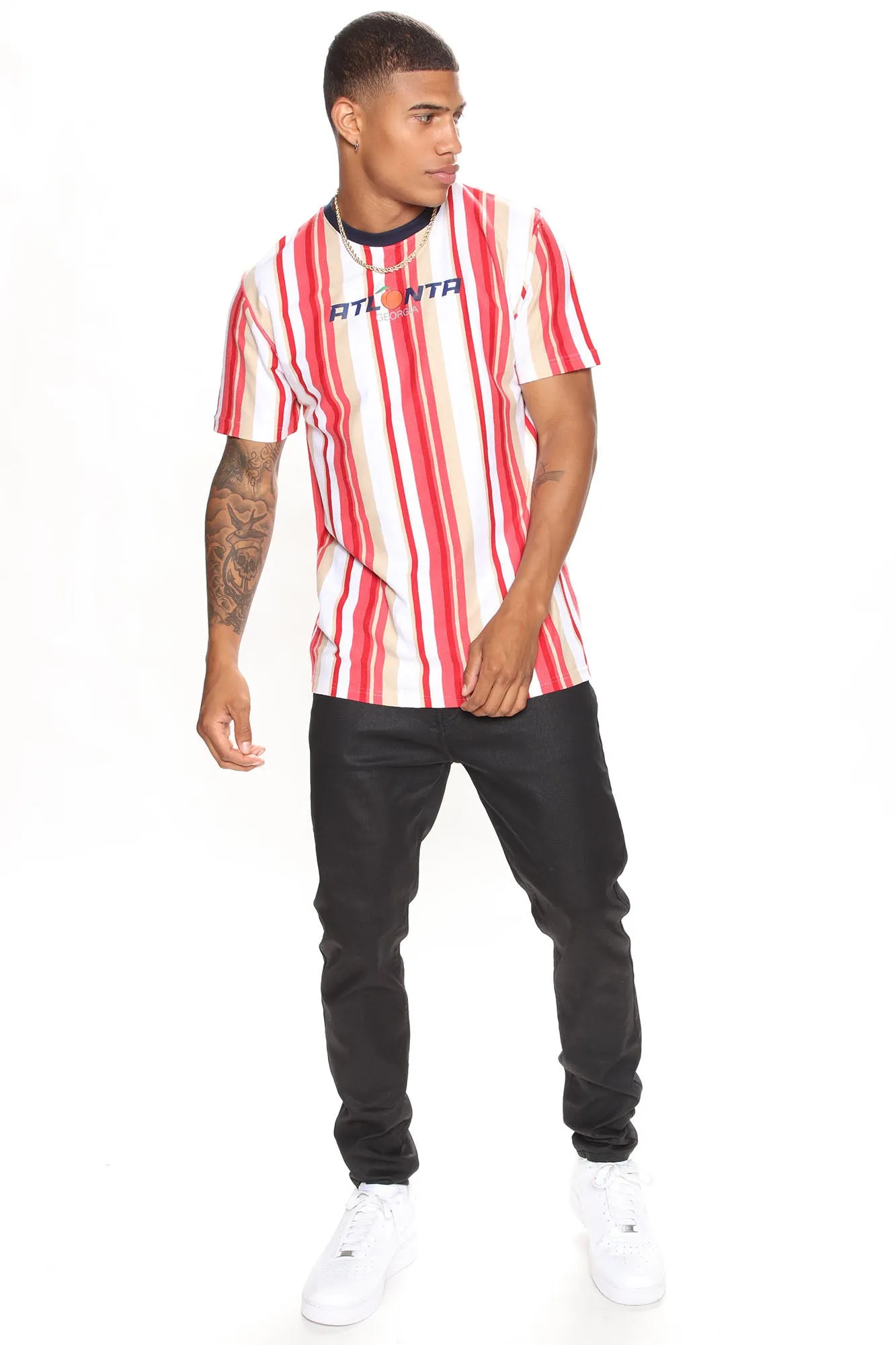 Atlanta Stripe Short Sleeve Tee - Red