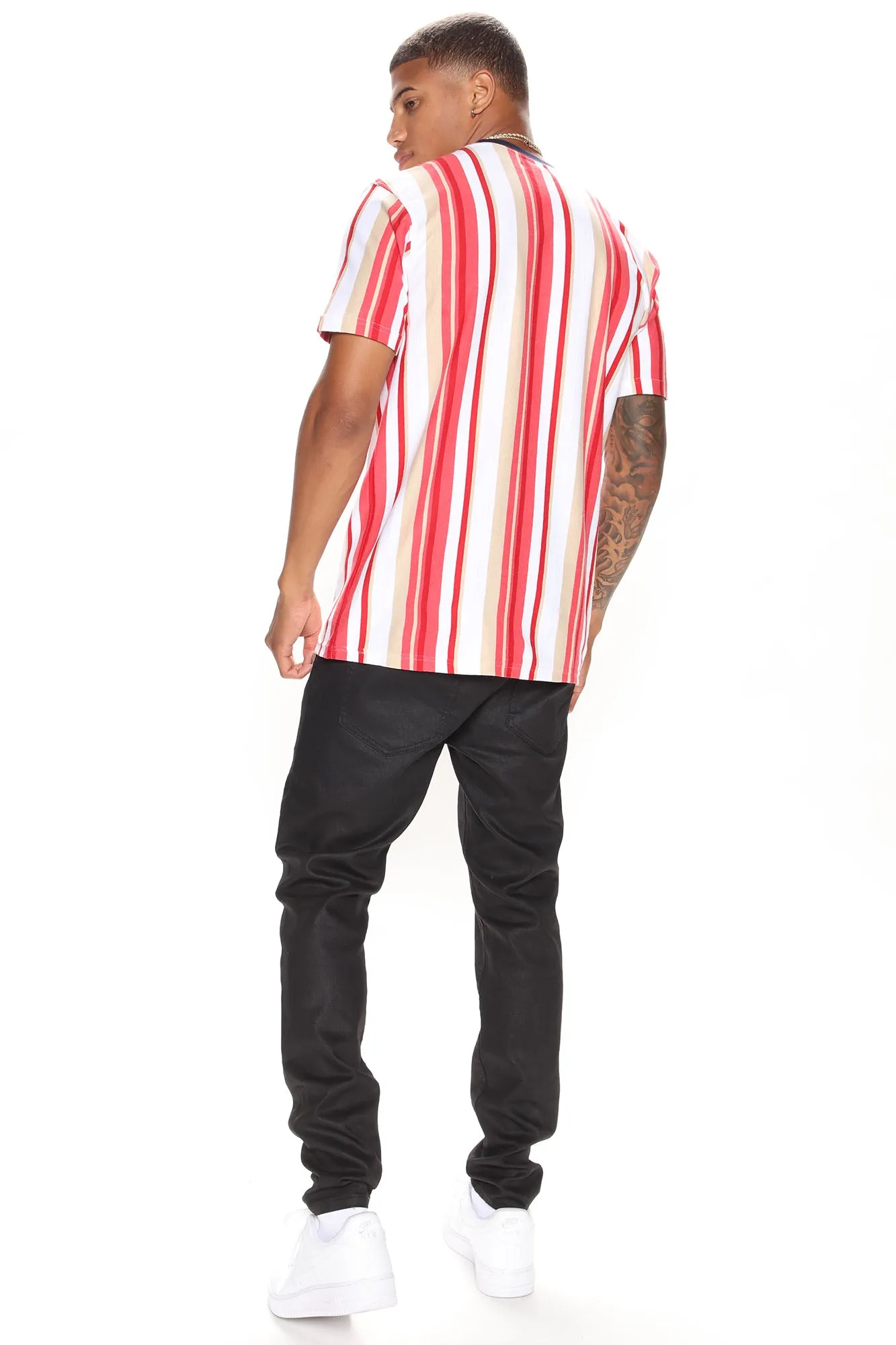 Atlanta Stripe Short Sleeve Tee - Red