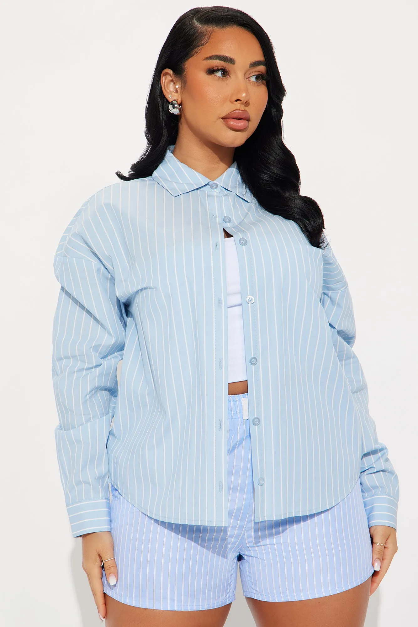 Azani Oversized Striped Shirt - Blue/combo