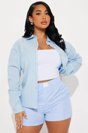 Azani Oversized Striped Shirt - Blue/combo