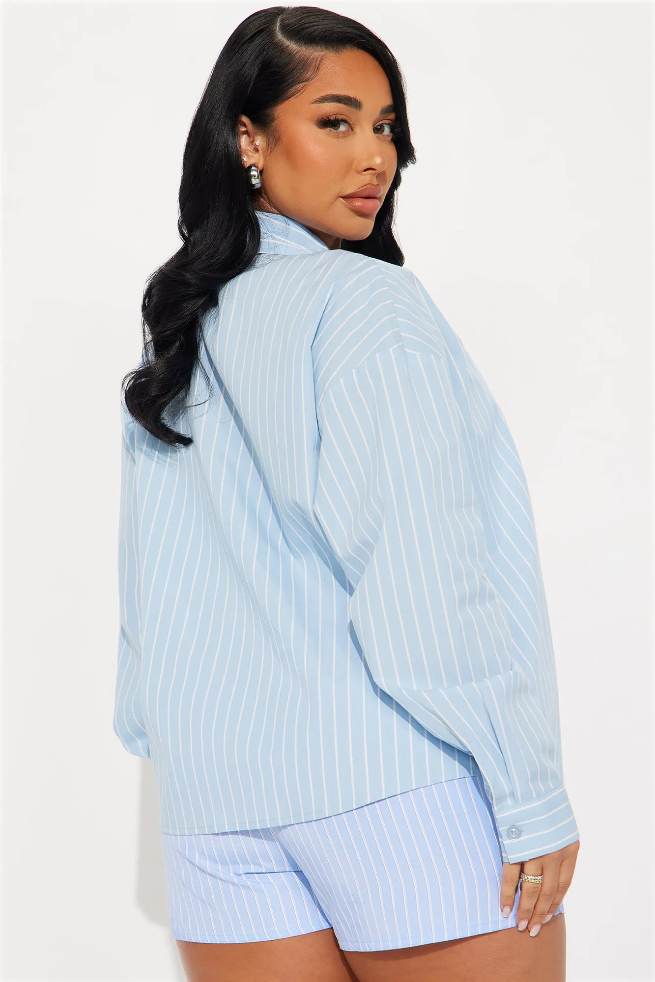 Azani Oversized Striped Shirt - Blue/combo