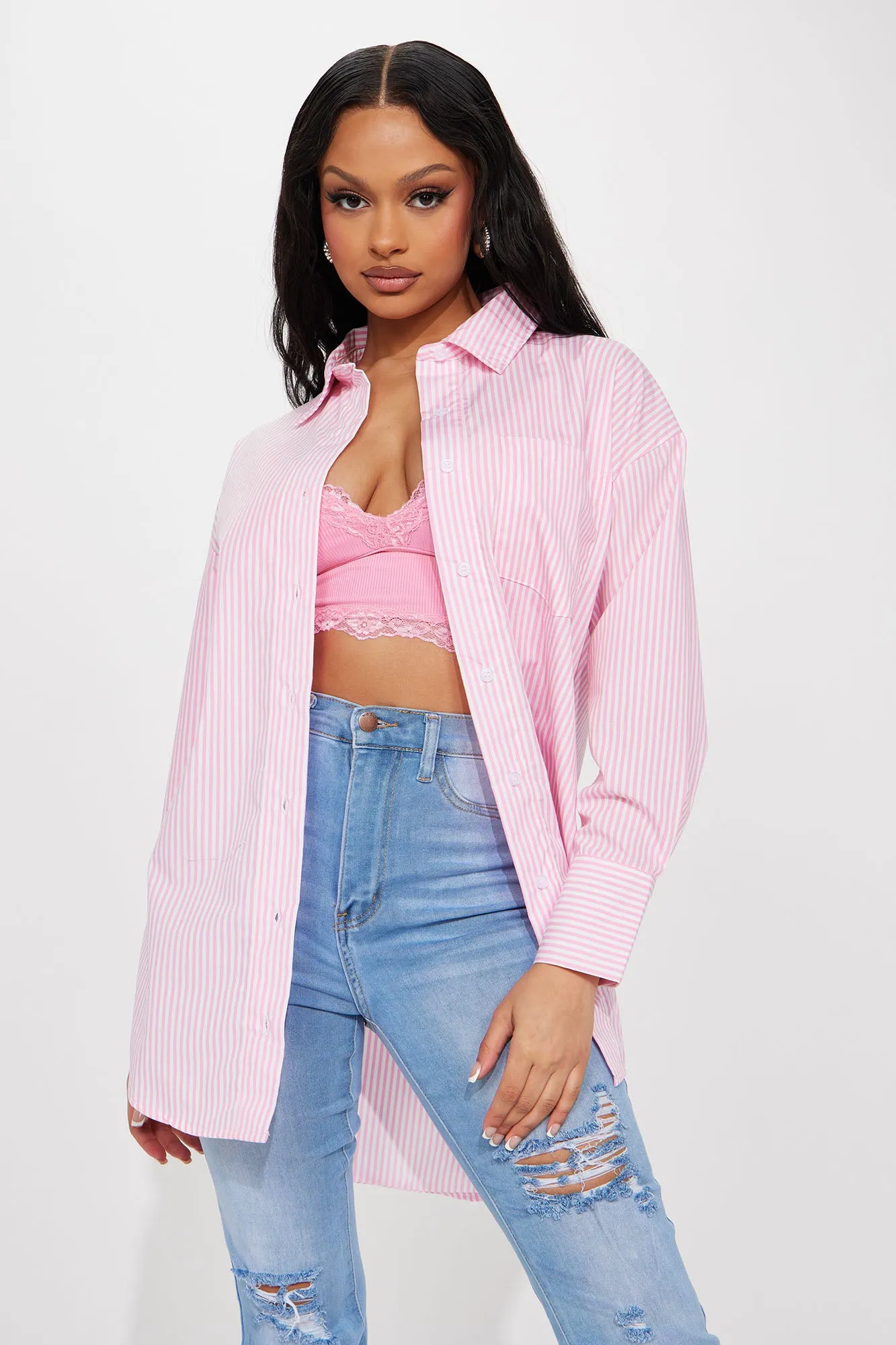 Basic Needs Poplin Shirt - Pink/combo