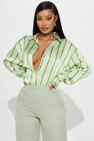 Bayside Satin Shirt - Green/combo