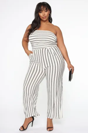 Beautiful And Breezy Jumpsuit - White/Black