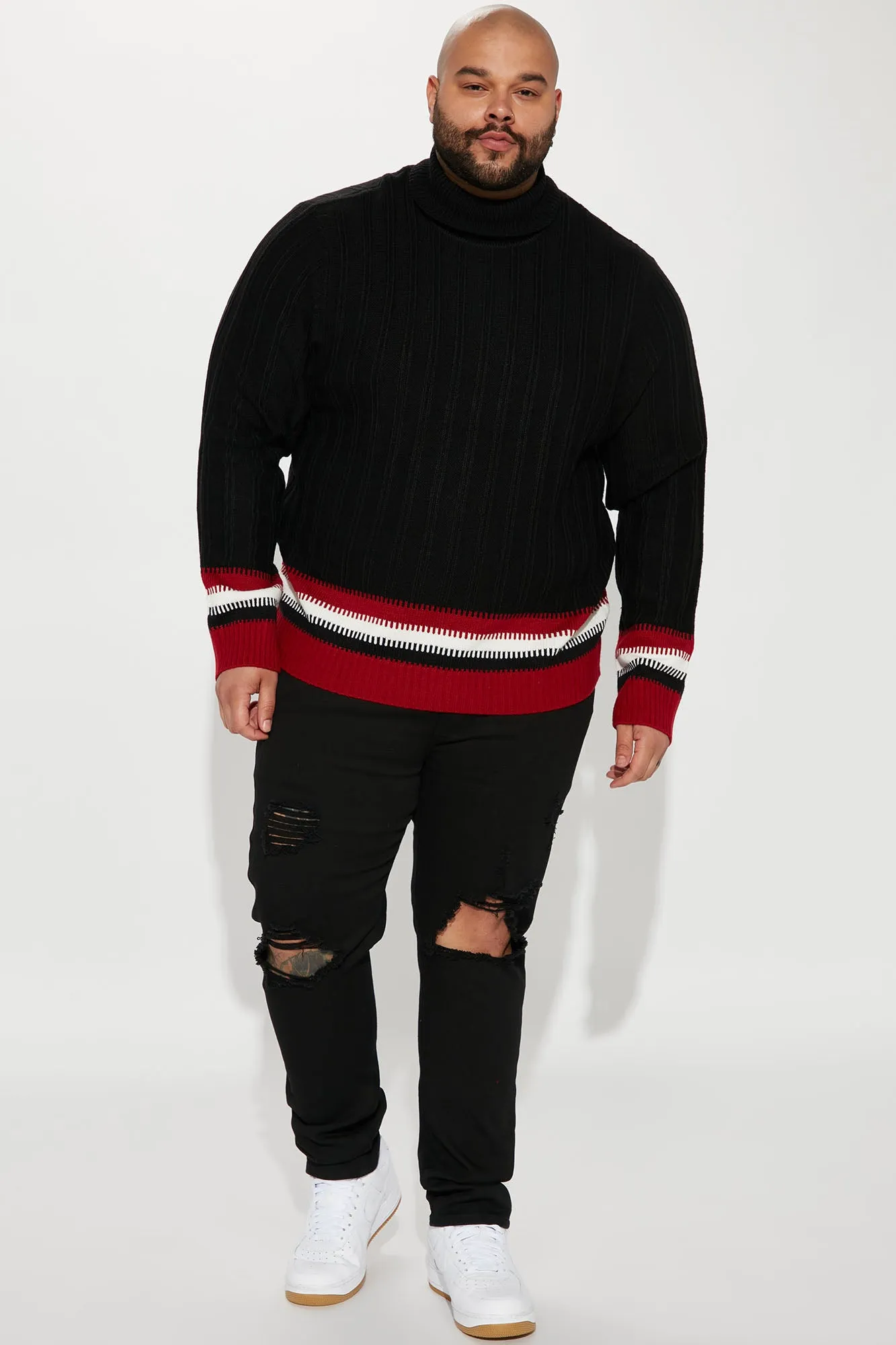 Best In Turtleneck Sweater - Black/Red