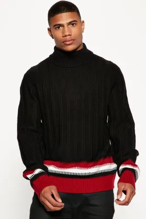 Best In Turtleneck Sweater - Black/Red