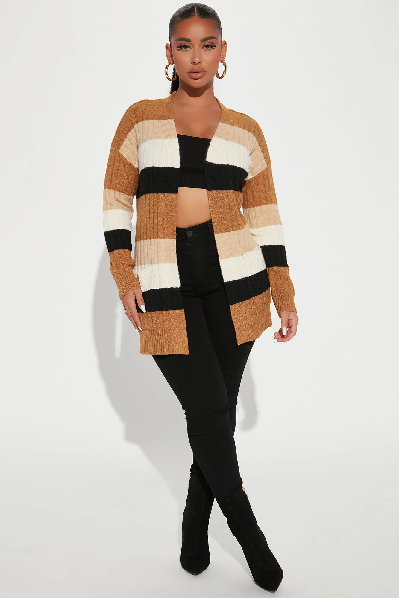 Better Left Unsaid Striped Cardigan - Gold/combo