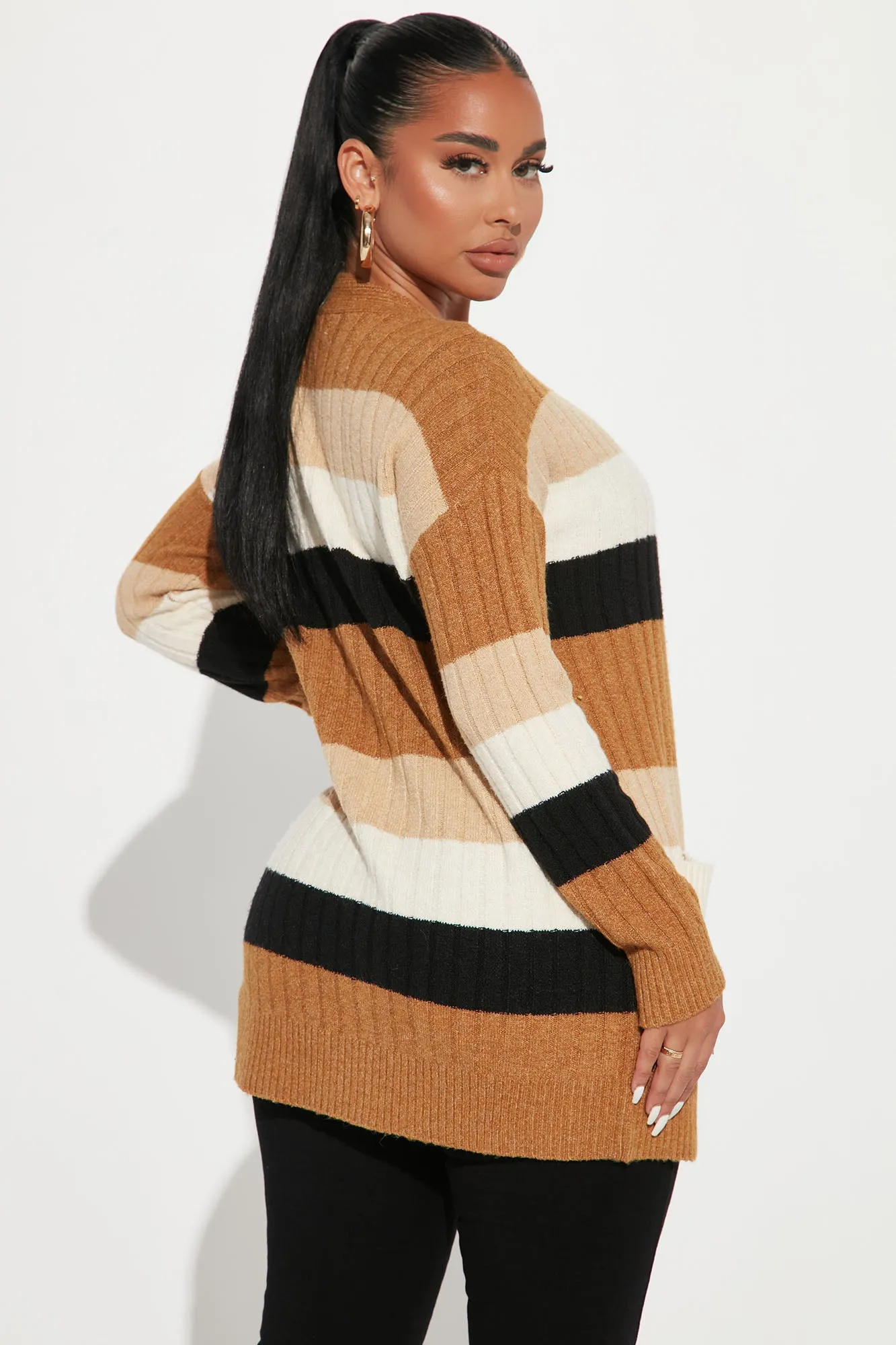 Better Left Unsaid Striped Cardigan - Gold/combo