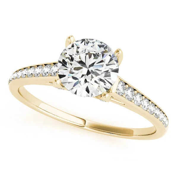 Diamond Accented Moissanite Center Engagement Ring - Fina