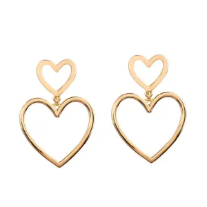 DOUBLE HEART DROP EARRINGS