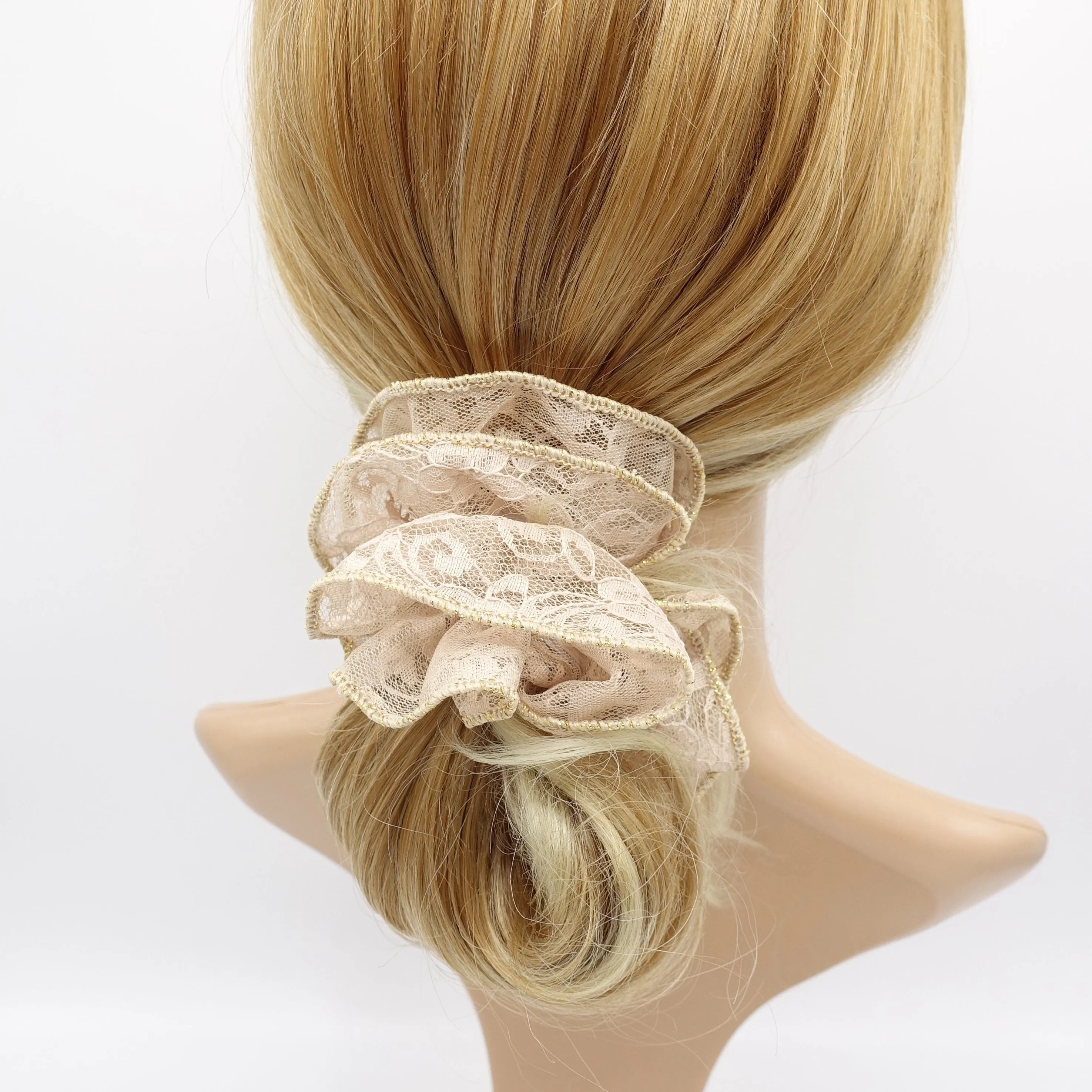 floral lace scrunchies glittering edge scrunchies cute hair hair ties for women