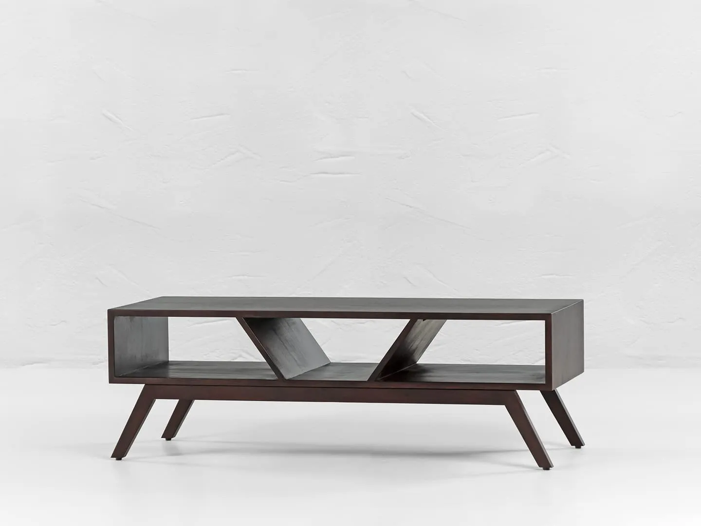 Furnmill Archive Center Table, Finish : Dark Walnut, Wooden Sofa Table for Living Room, Size : 120 X 50 X 40 CM