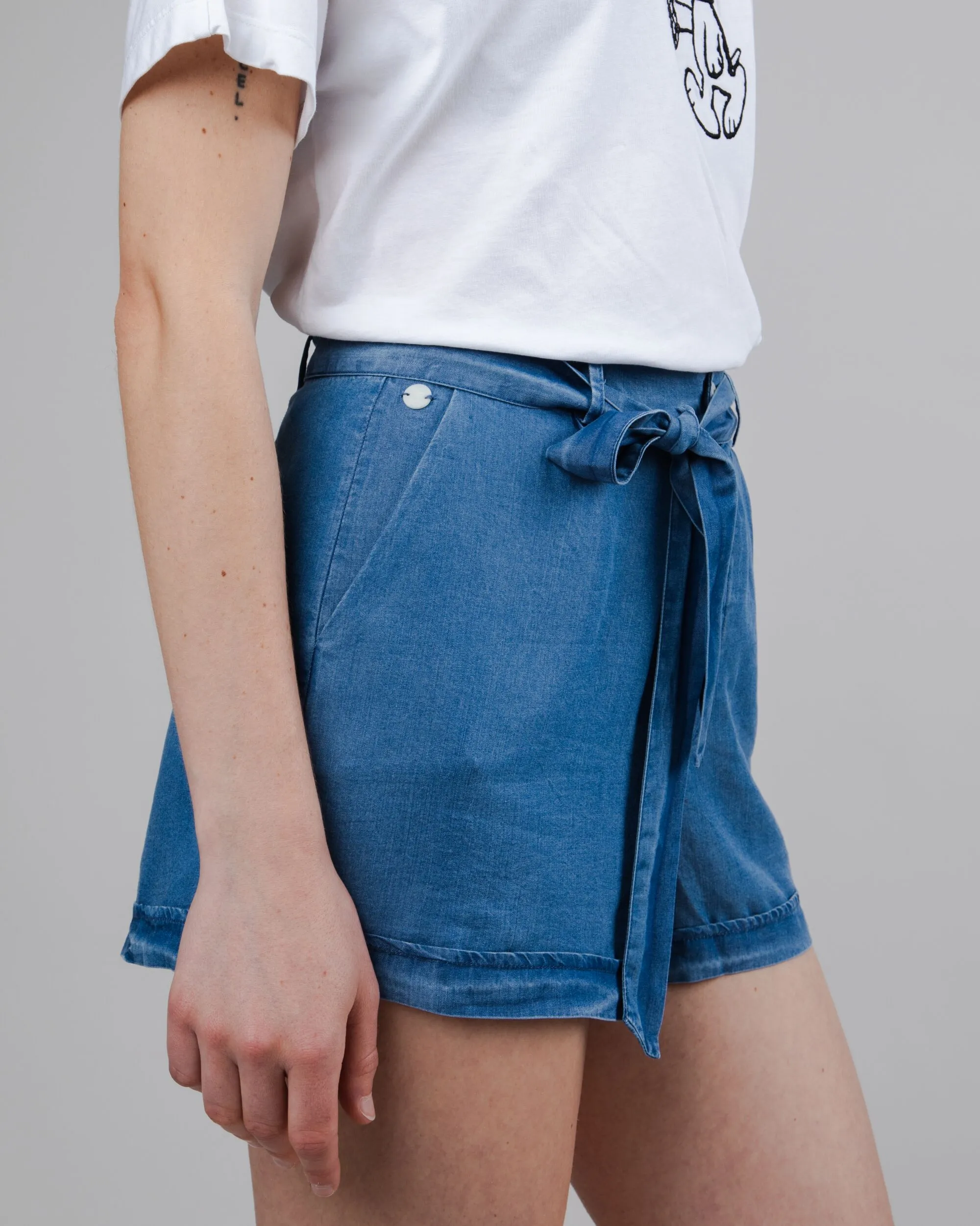 Indigo Belted Shorts Blue