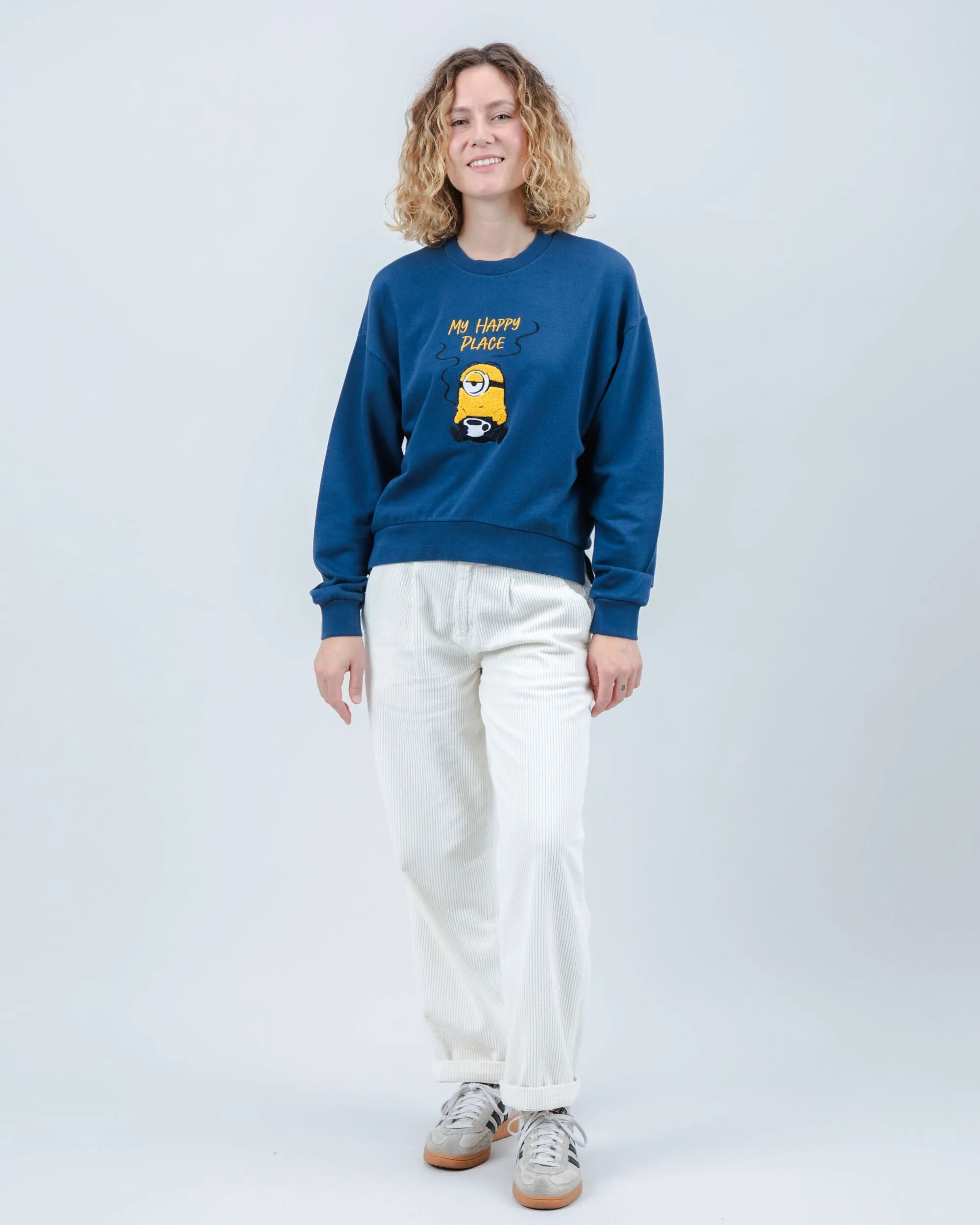 Minions My Happy Place Rounded Sweatshirt Blue