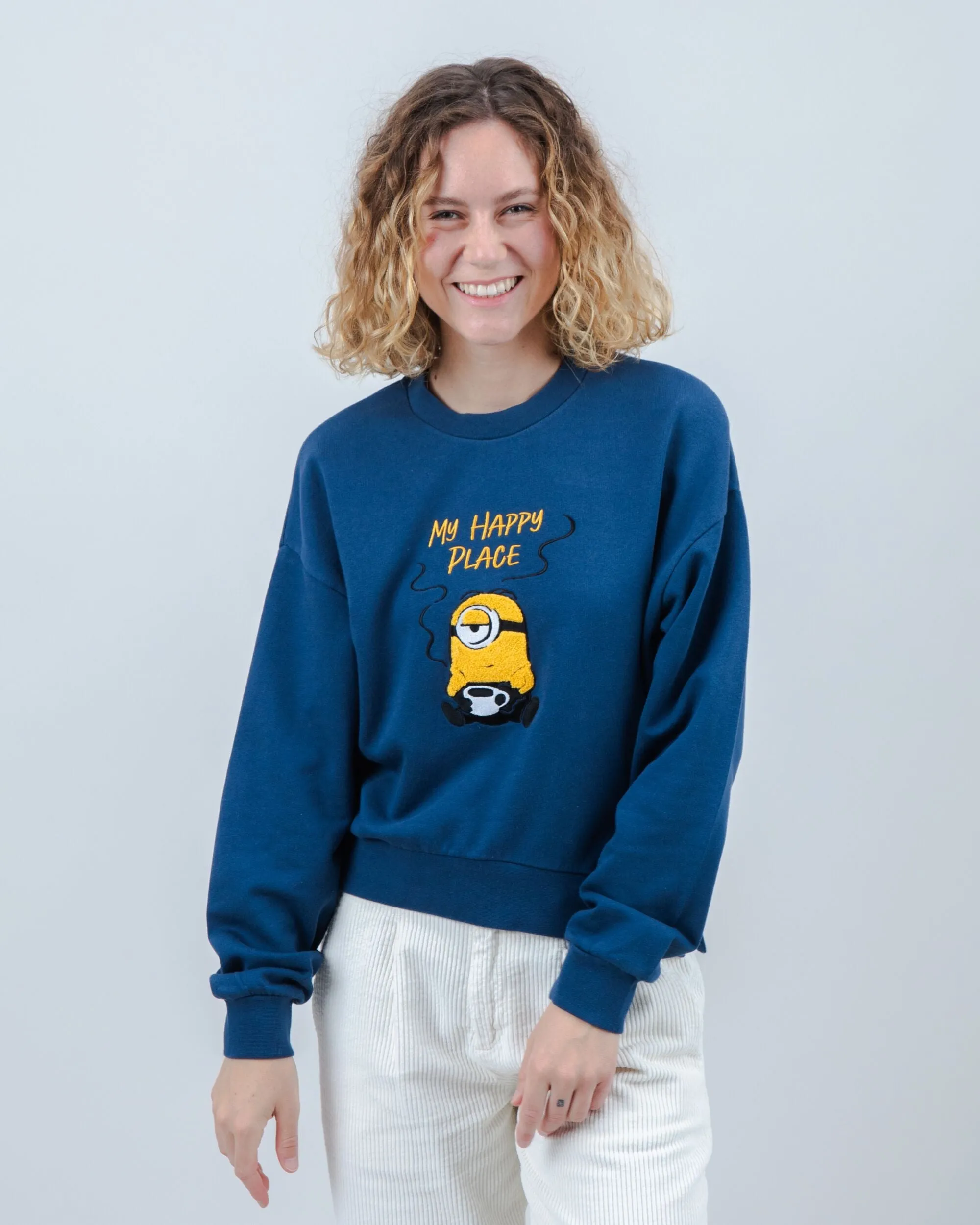 Minions My Happy Place Rounded Sweatshirt Blue