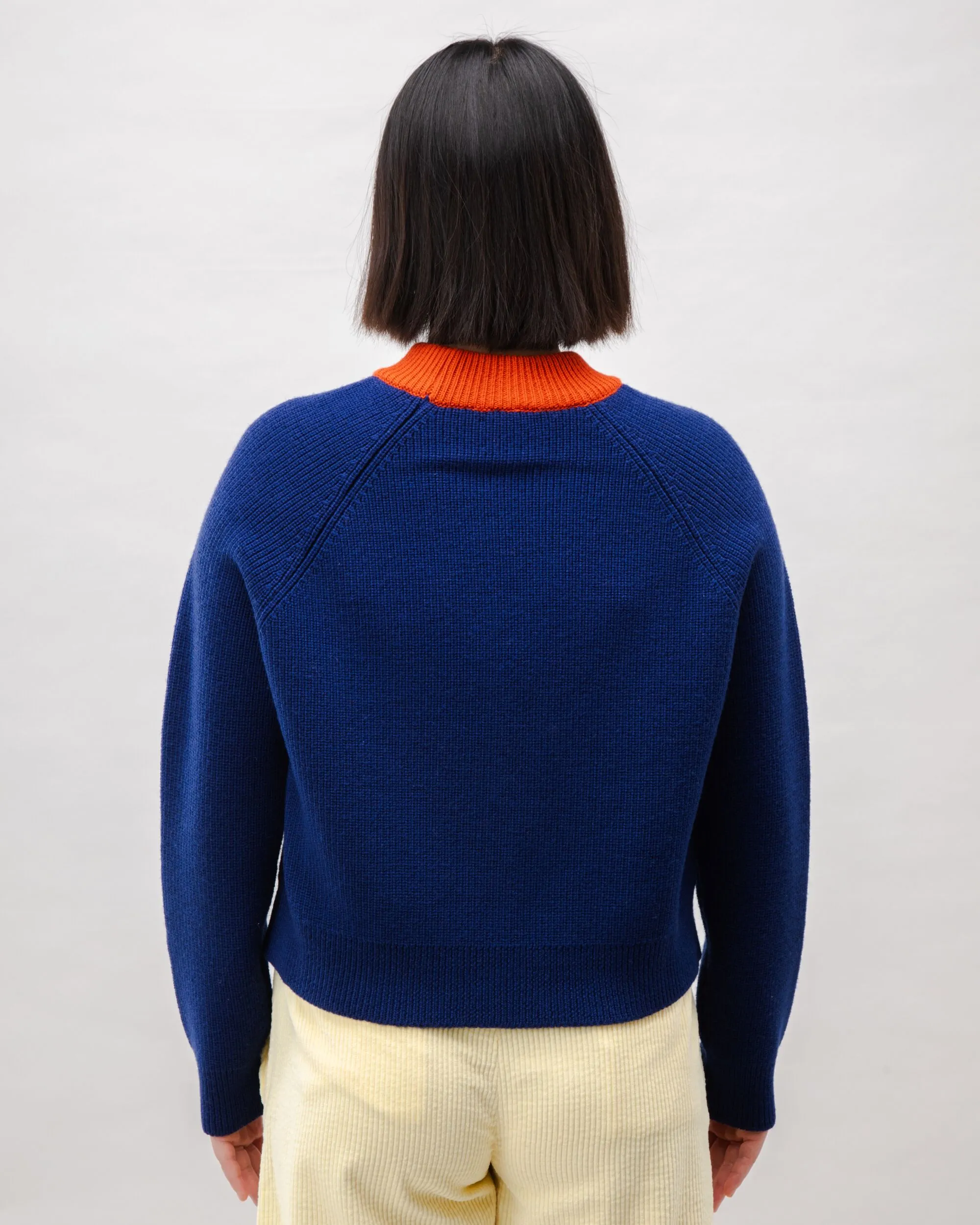 Waterfront Cropped Wool Sweater Navy