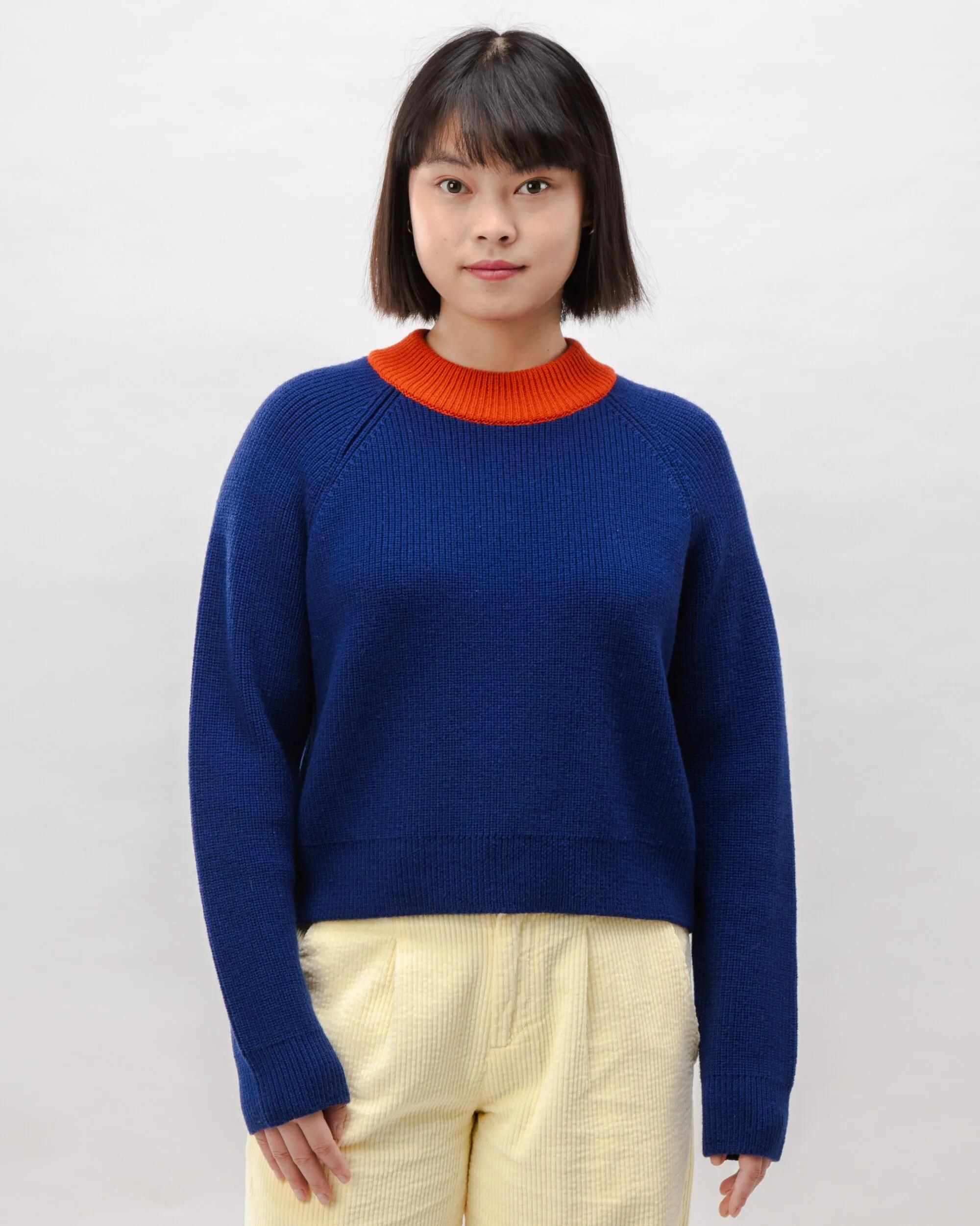 Waterfront Cropped Wool Sweater Navy