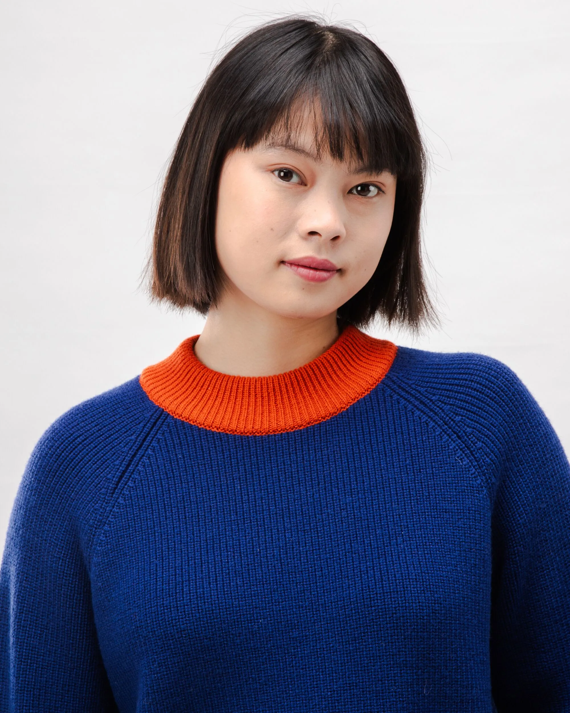 Waterfront Cropped Wool Sweater Navy